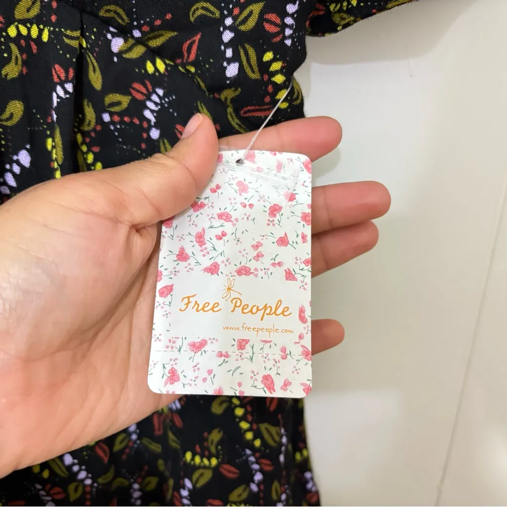 Free People Meet Virginia Romper Black Preppy Floral Cutout Boho Flowy Size 8 - Image 7