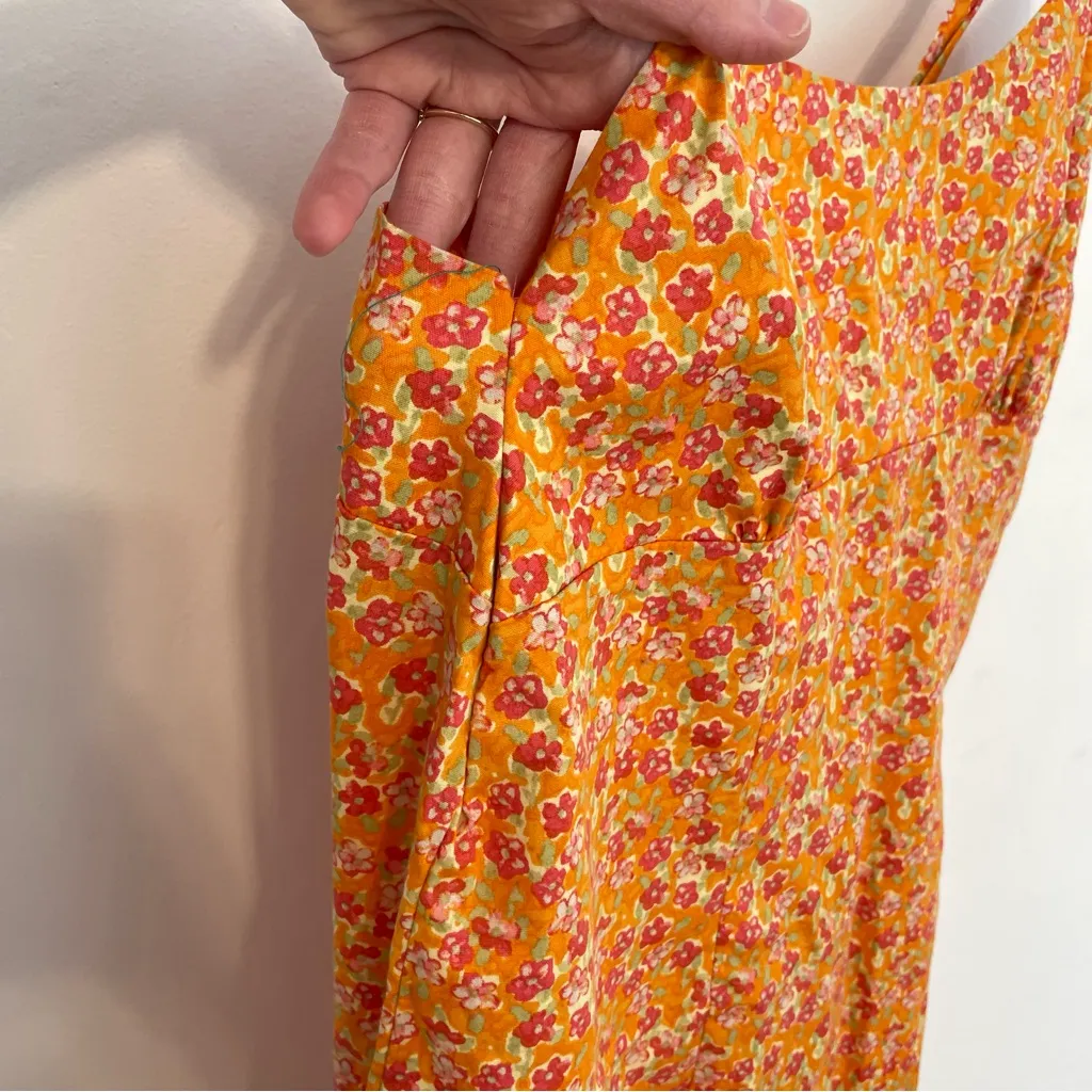 WILD FABLE Sleeveless Woven Bodycon Dress Orange Red Floral Mini Y2K 90s ALTERED - Image 8
