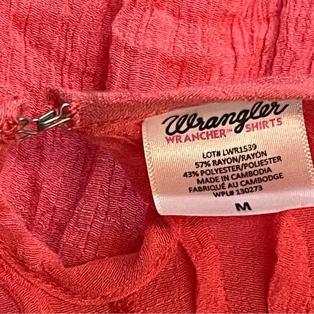 Wrangler Coral Crinkle Tank Top Beaded Scoop Neckline Western Sleeveless Y2K - Image 7