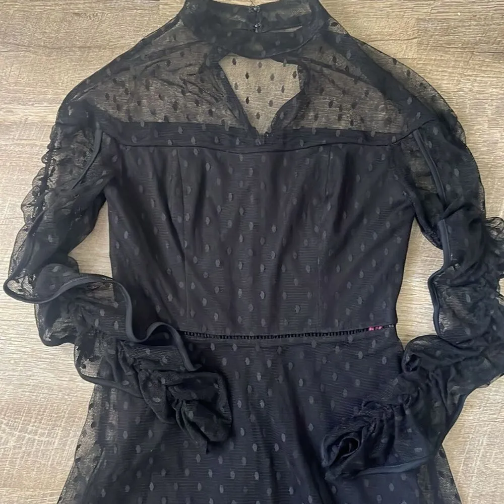Betsey Johnson Black Mesh Polka Dot Dress Size 4 - Image 2
