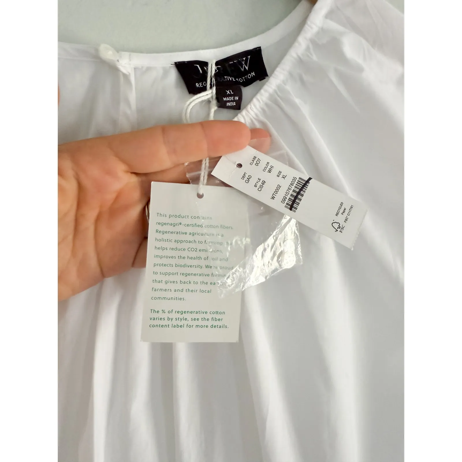 J.Crew | NWT Hyacinth top in cotton poplin in White | Sz XL - Image 5