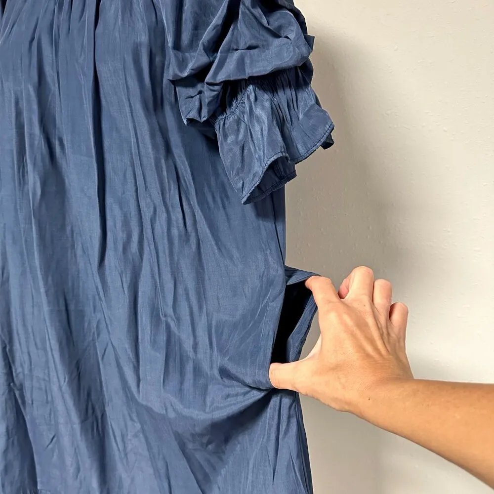 Mersea Tulum Ruffle Dress Blue Size M - Image 6