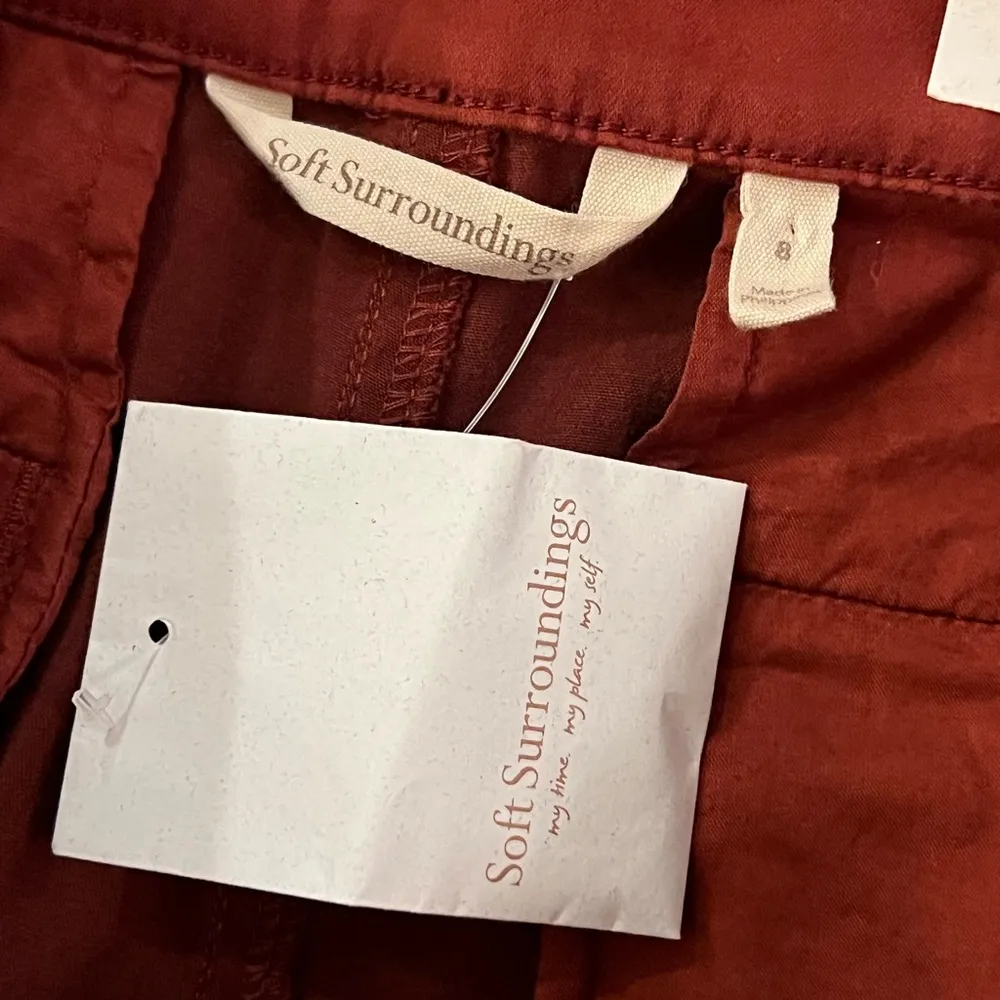 NWT Soft Surroundings Straight Leg Full Length Pants in Brick Red Orange | 8 - Image 7