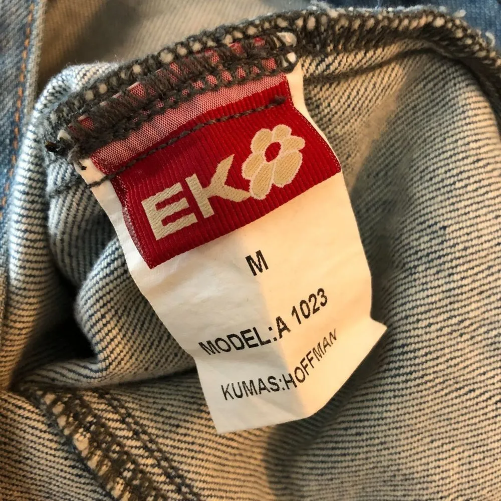 EK Jeans Womens Denim Jacket Full Zip Pockets Vintage Retro Trucker Y2K M Blue Size M - Image 5