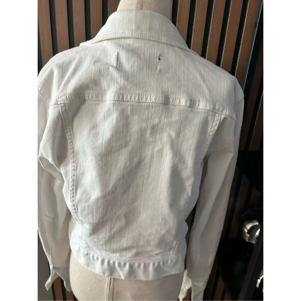 Ann Taylor Jean jacket stretchy comfy size small white - Image 4