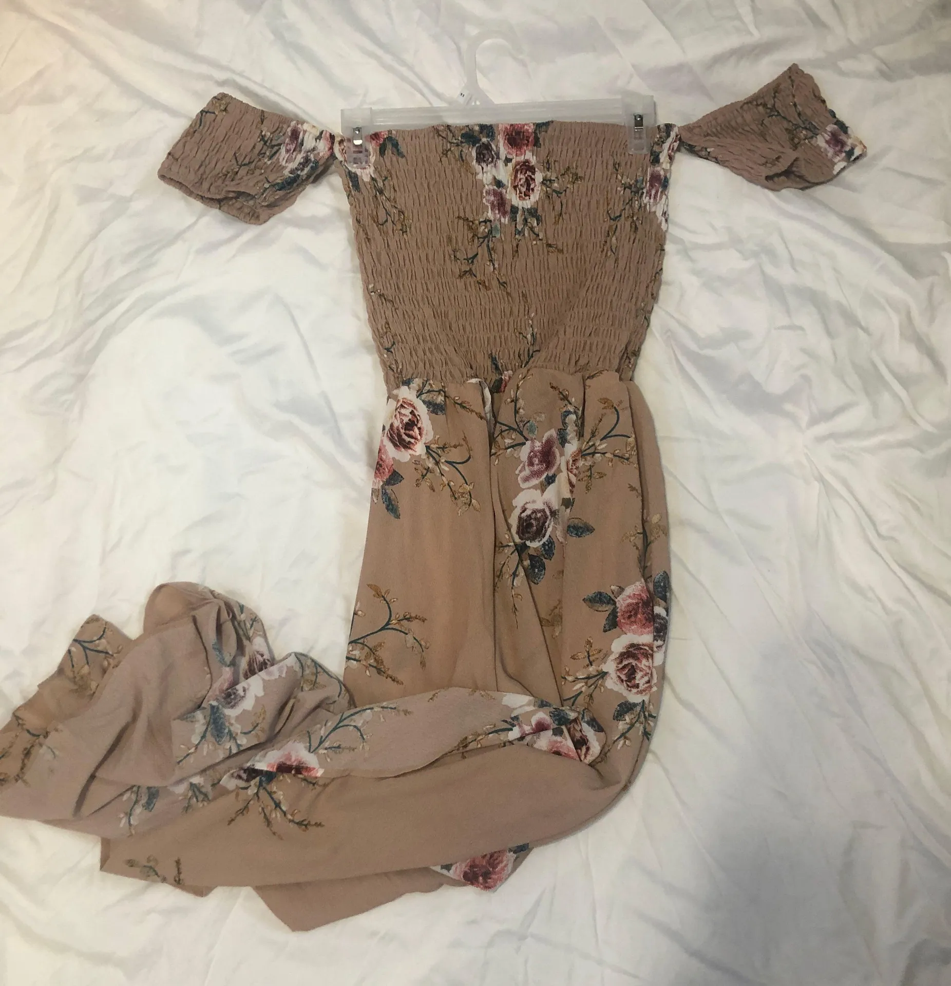 Tan Floral Maxi Dress - Image 3