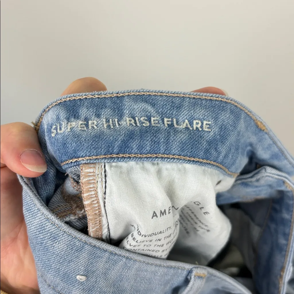 American Eagle Super High Rise Flare Jeans Women’s Size 6 Regular Blue Denim - Image 5