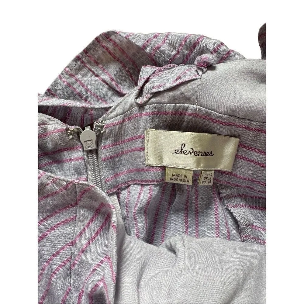 Anthropologie Elevenses Nantucket Linen Jumpsuit Lavender Lilac Sz 4 - Image 7