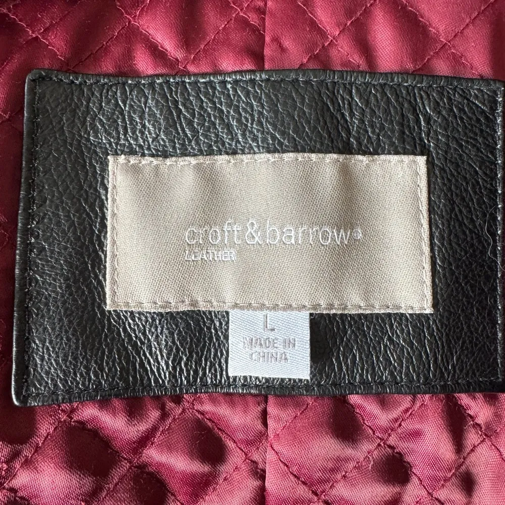 Croft & Barrow Black 100% Leather Button Down Jacket Women L Classic Vintage Y2K - Image 5