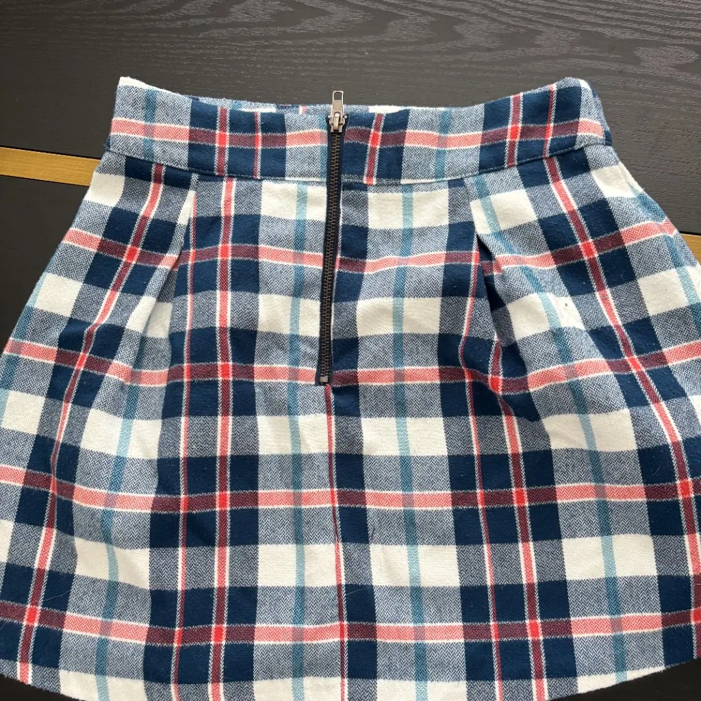 Copper Key Blue Plaid Flared Mini Skirt Size Small EUC - Image 5