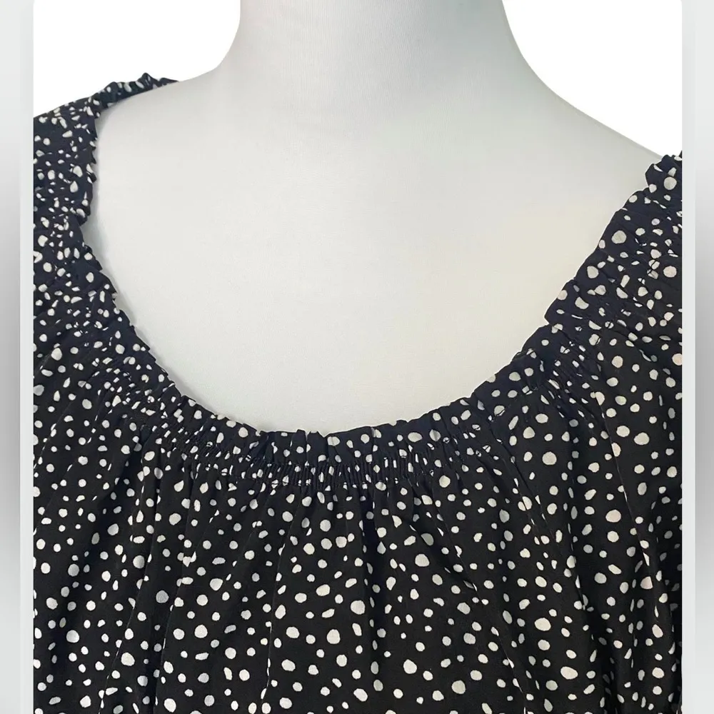 SANCTUARY Nordstrom Black Polka Dot Versatile Long Sleeve Blouse Top Medium - Image 4