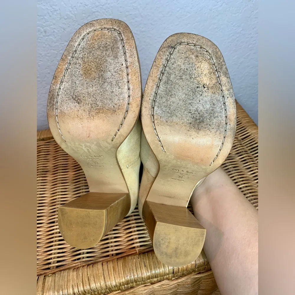Rag and Bone Myra Dune Suede Peep Toe Heels Size 38 - Image 13