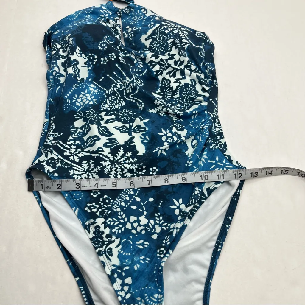 Lauren Ralph Lauren Womens Rattan Ring One Piece Swimsuit Size 8 Blue White NWOT - Image 11