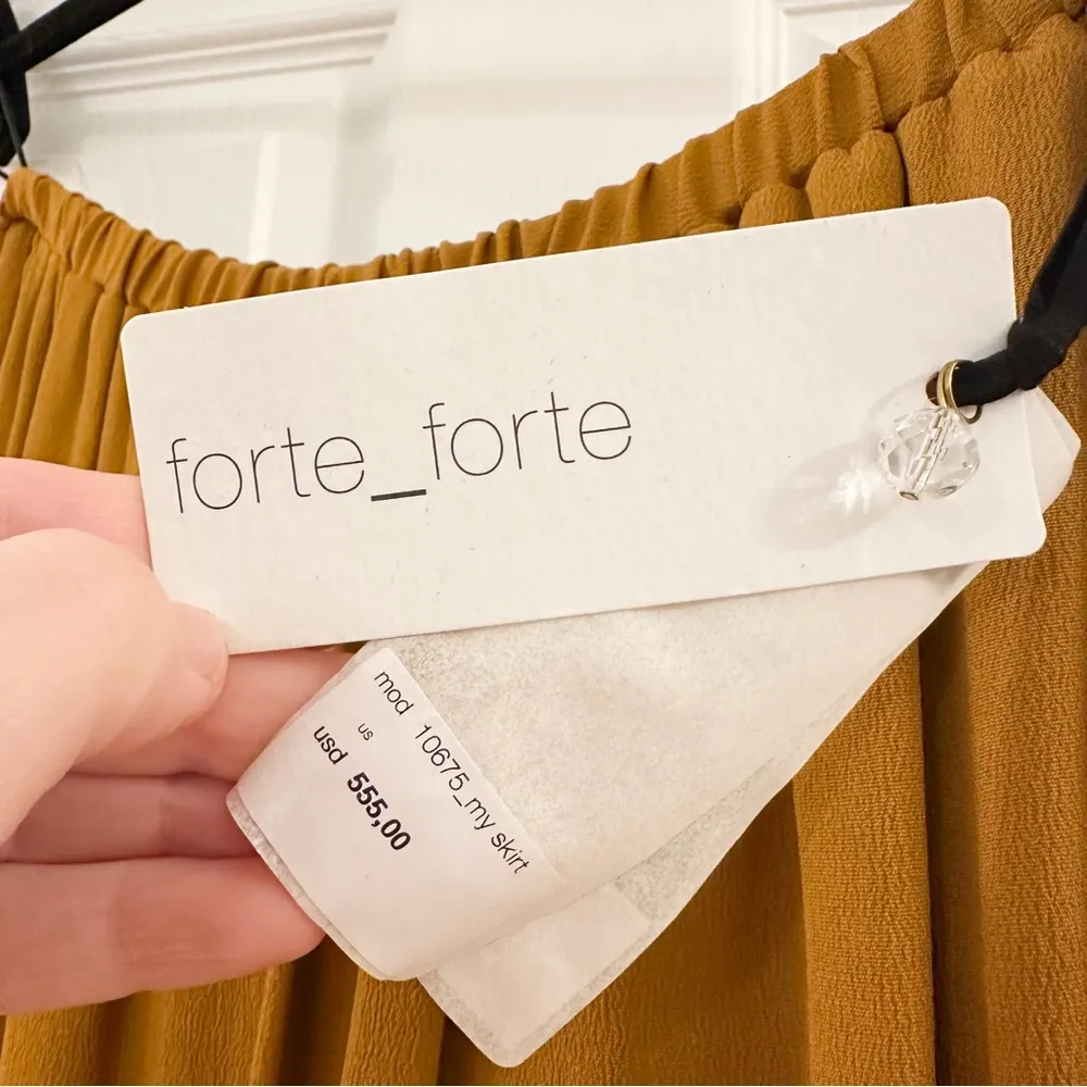 NWT Forte Forte long skirt in moroccan crêpe Silk Blend Maxi Skirt Bronze Small Orange - Image 7