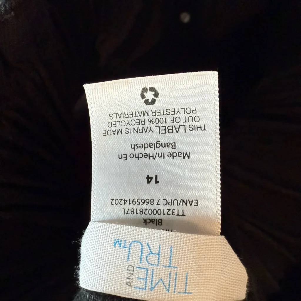 Time and Tru Black whistle top pants size 14 - Image 5