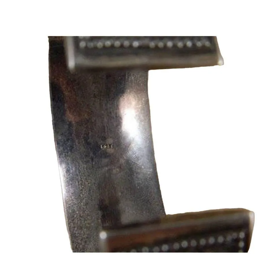 Huge Sterling Silver Wide Cuff Bracelet Bangle - Image 8