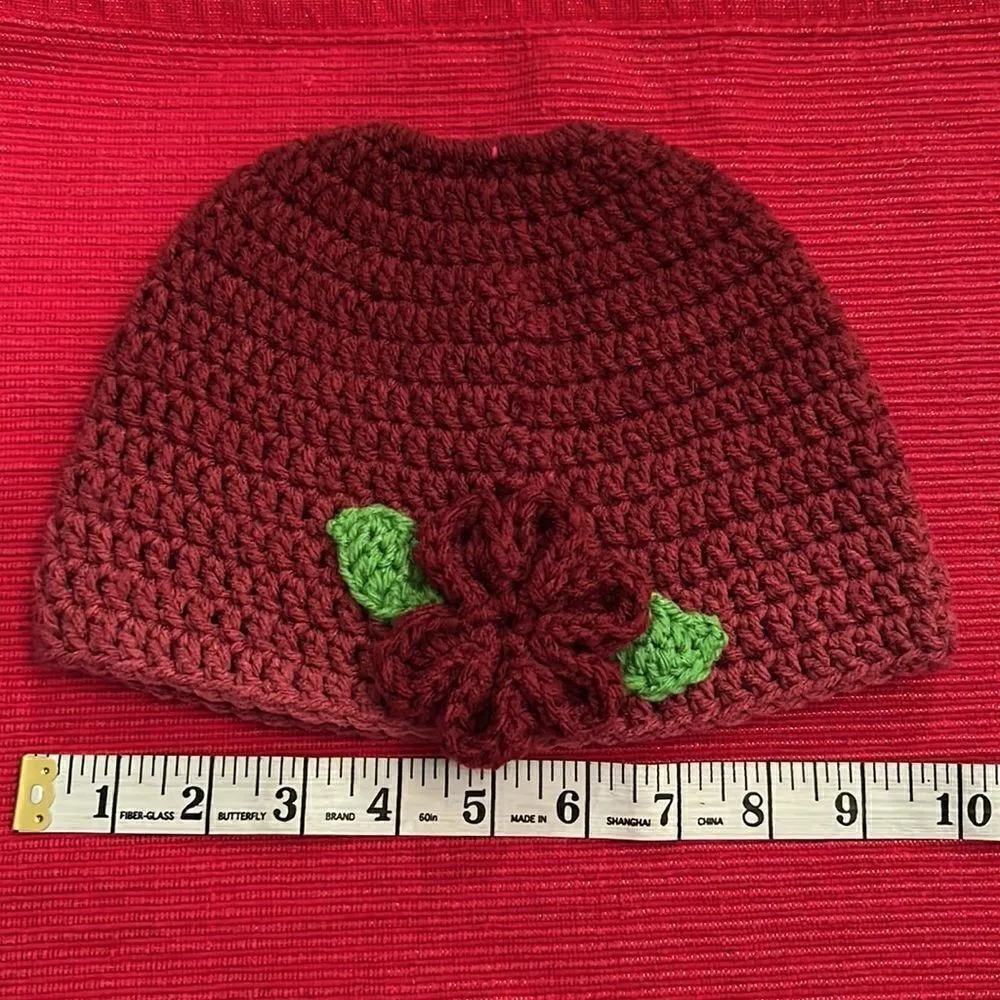 NWT Angela’s Designs hand crocheted ponytail hat beautiful variegated raspberry Pink - Image 8