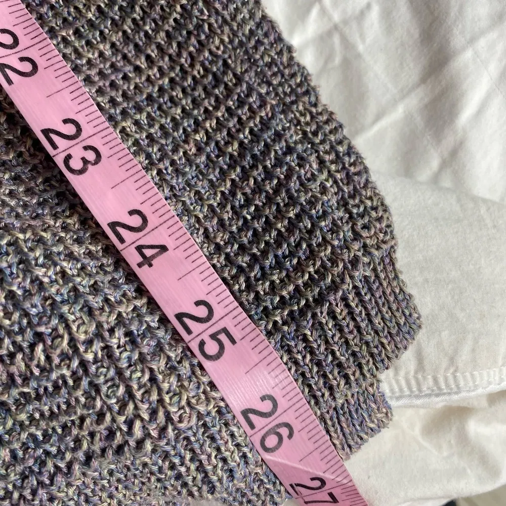 Peruvian Connection Purple Rainbow Rib Knit Slim Long Sleeve Sweater Size Small - Image 4