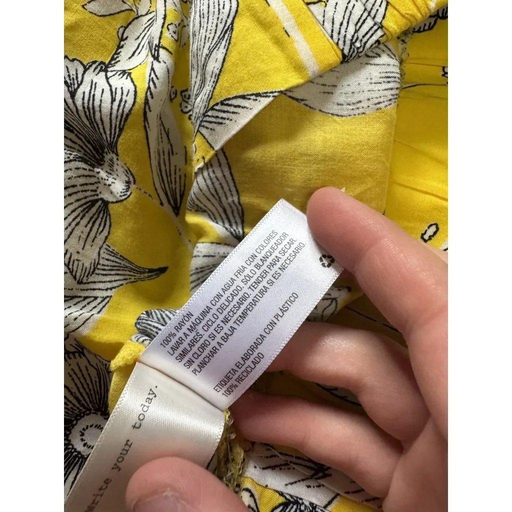 A New Day Women Shirt Size Medium Long Sleeve Floral Rayon Boho Lightweight City - Image 10