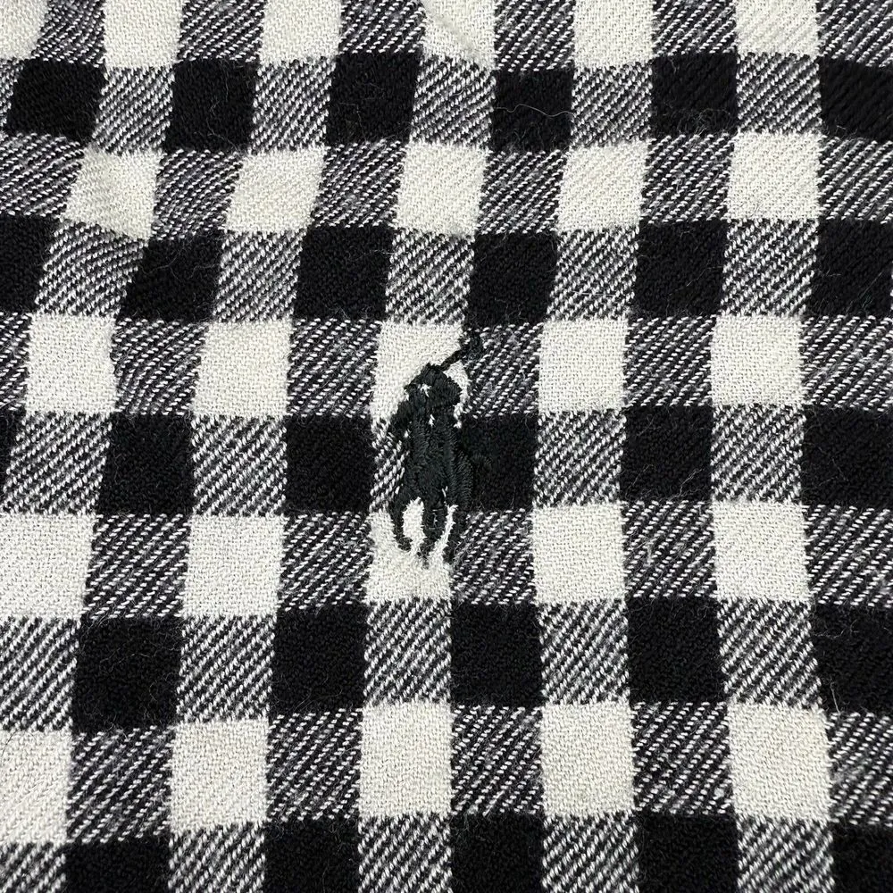 Ralph Lauren Black & White Gingham Shirt Small Buffalo Check Plaid Flannel Style - Image 6