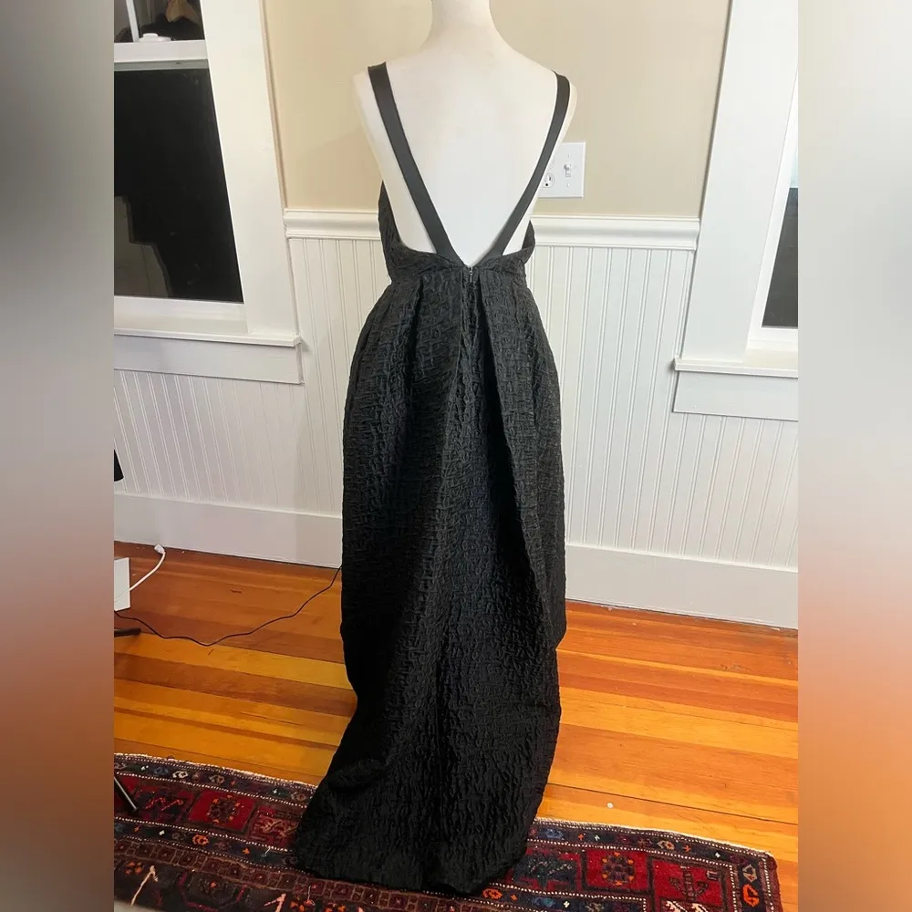 Cynthia Rowley Black High-Low Crinkle Textured Dress Event Gala Sz 4 (Fits Med) - Image 4