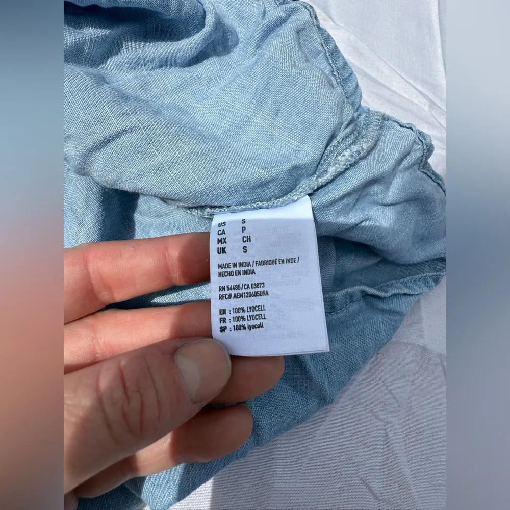 American Eagle Blue One-Shoulder Ruffle Top Size S - Image 4