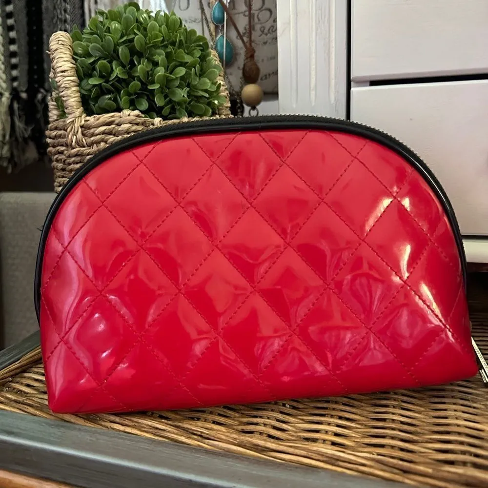 Victoria’s Secret Red Quilted Makeup Cosmetic Travel Bag - Image 6