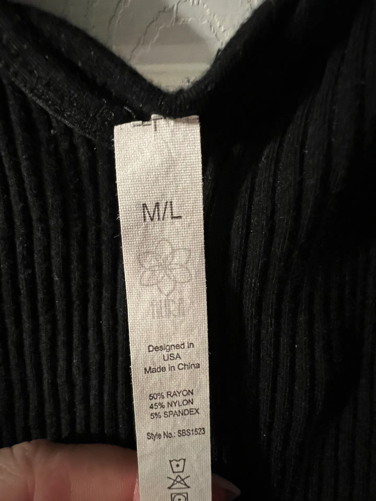 Black Ribbed Bodysuit Size M - Image 5