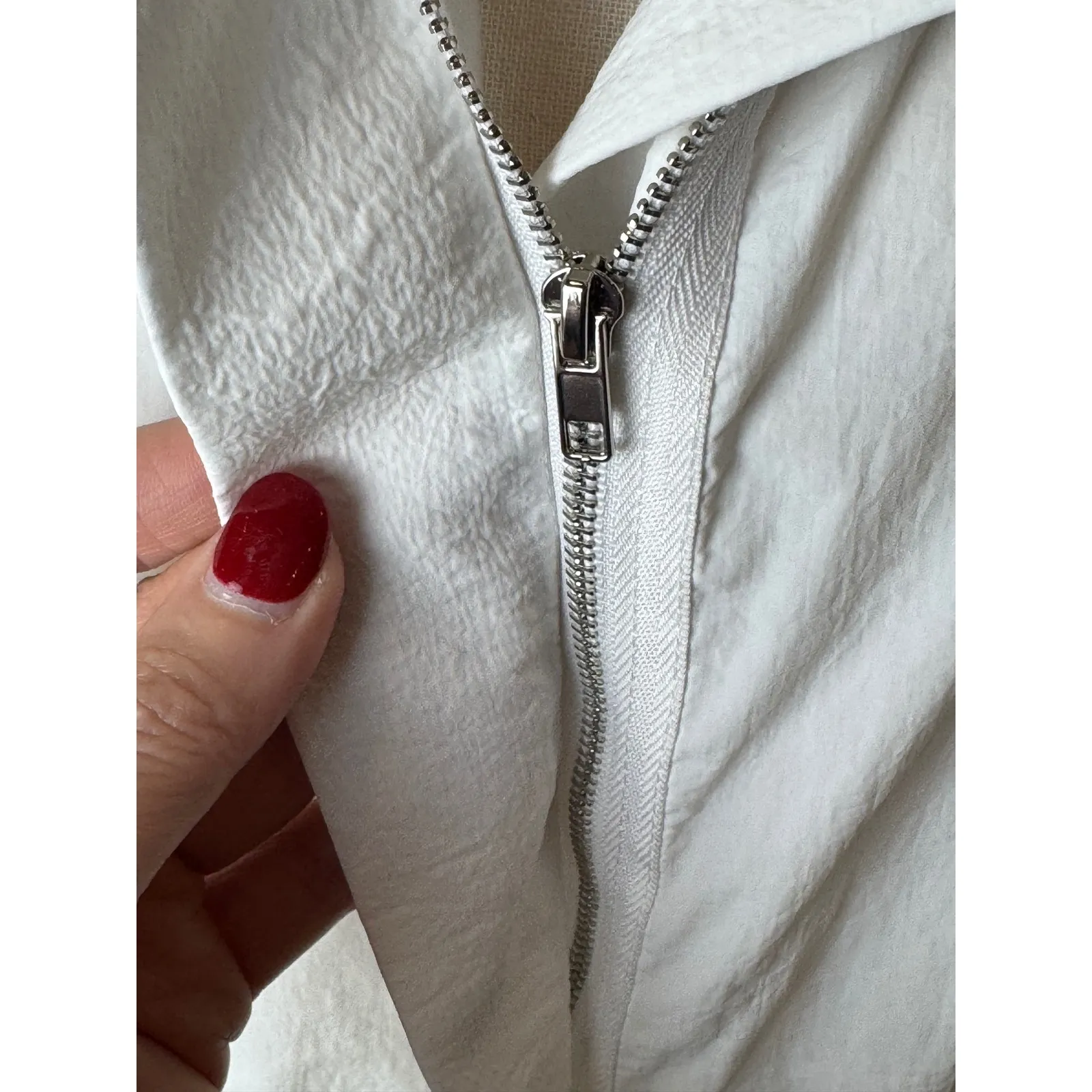 Jason Jacket‎ Women Medium White Ruffle Hem Full Zip Lightweight Coat Outdoort - Image 7