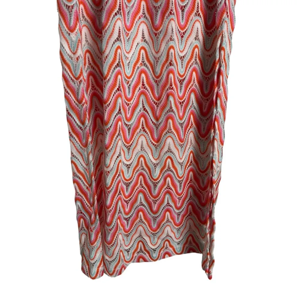 Trina Turk Serafina Crochet Halter Zigzag Multicolor Beach Coverup Midi Dress S - Image 8