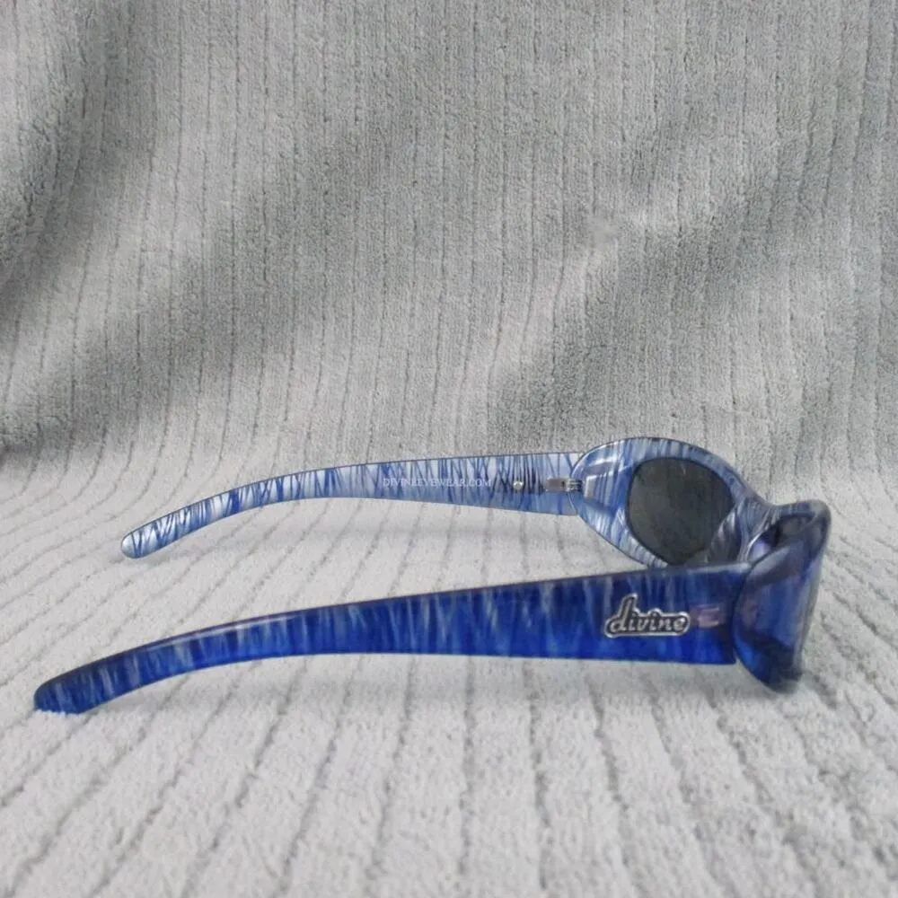 New Divine Eyewear Kali Blue Silver Striped/Smoke Sunglasses Women's NWT - Image 5