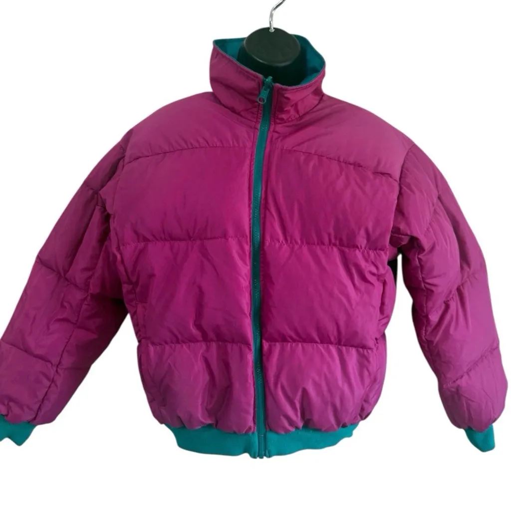 Vintage Columbia Women’s Reversible Puffer Jacket Teal & Pink Down Size M - Image 8