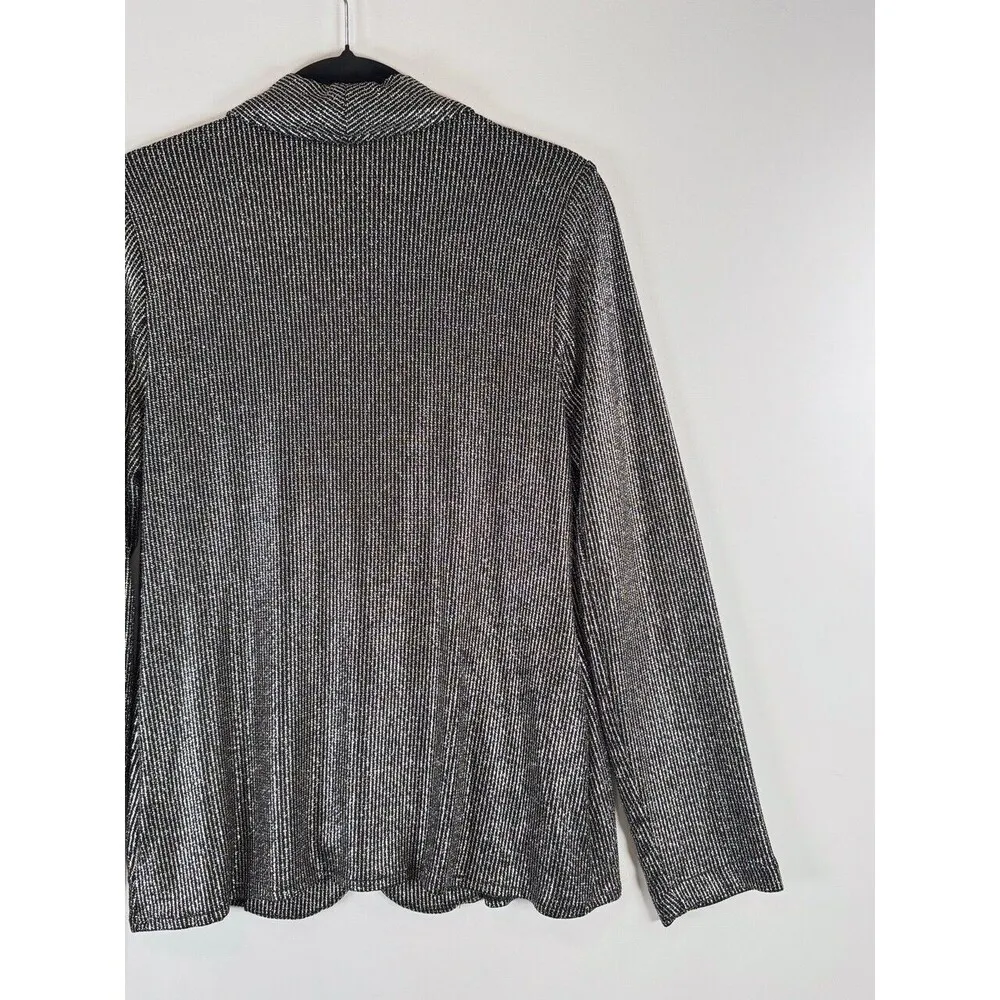 Show Me Your MuMu Womens Blazer Gray Felix Metallic Jacket Striped Sparkle Small - Image 10