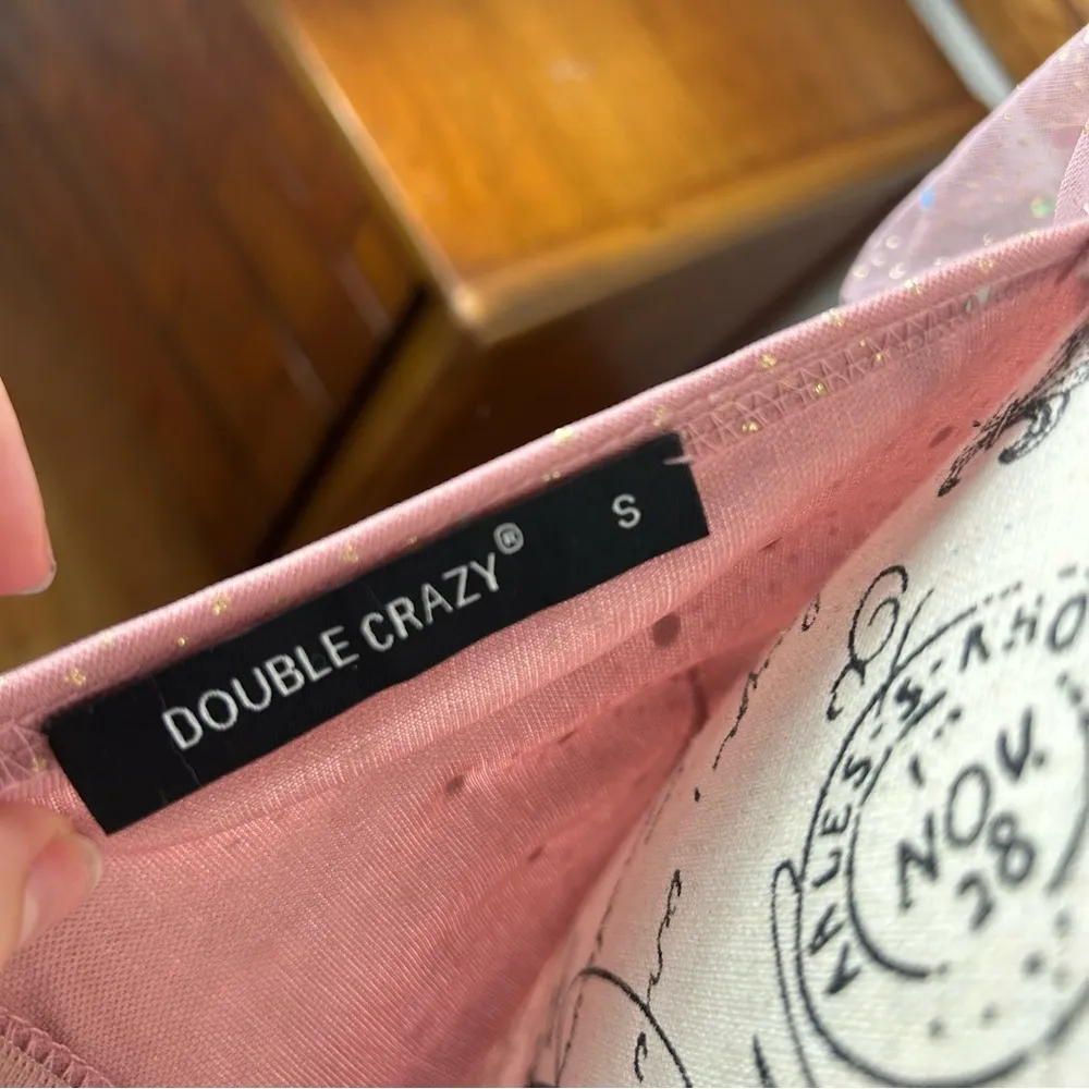 Double Crazy Square Neck Contrast Sequin Mesh Bodycon Dress Dusty Pink Size S - Image 5