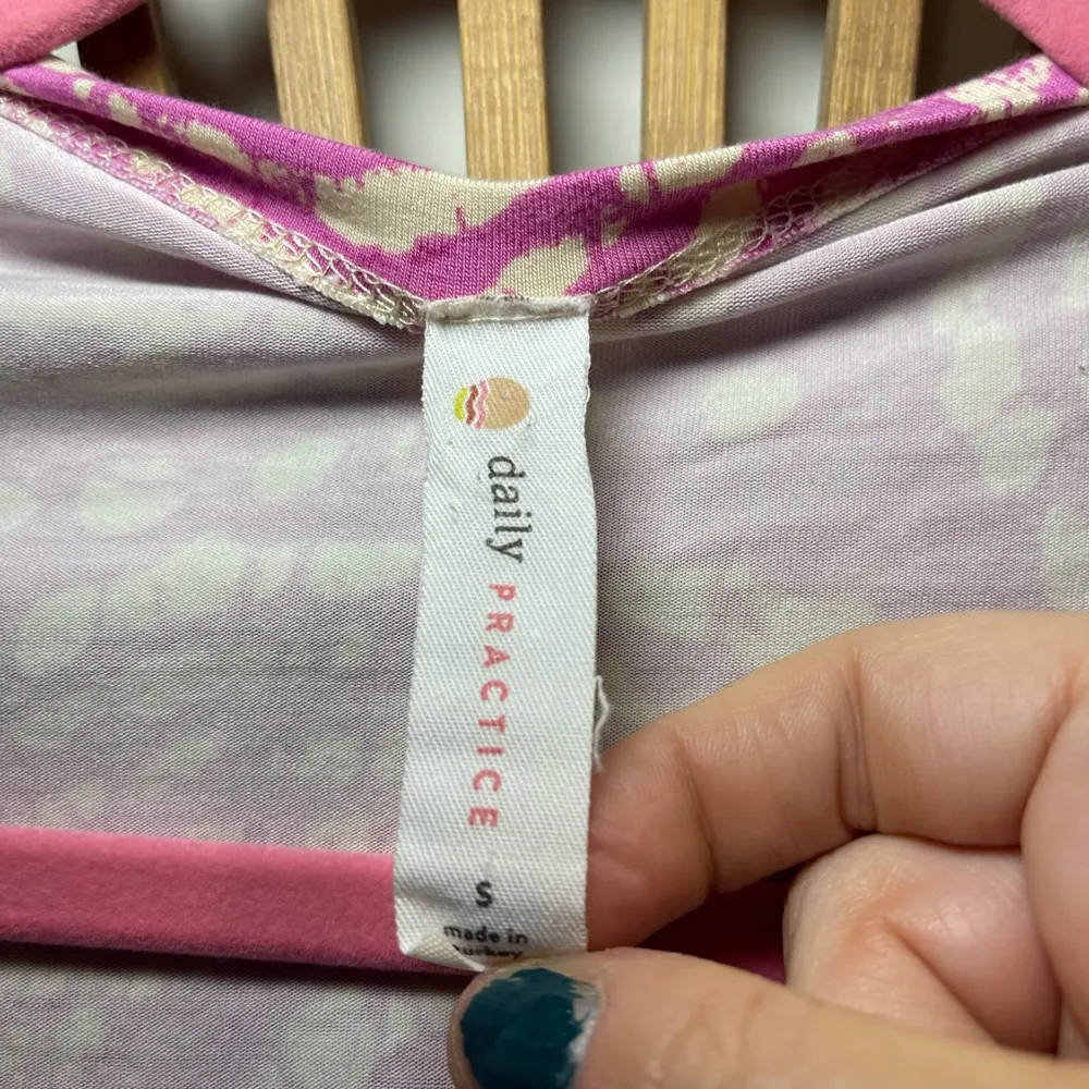 Anthropologie Daily Practice Pink & White Long Sleeve Wrap Crop Top - Image 8