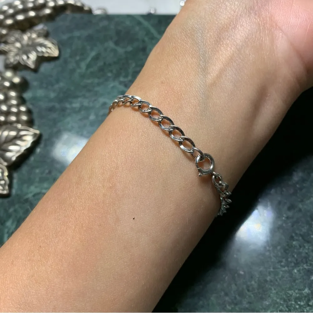Sterling Silver 7” Curb Chain Bracelet Good For Charm Bracelets - Image 3