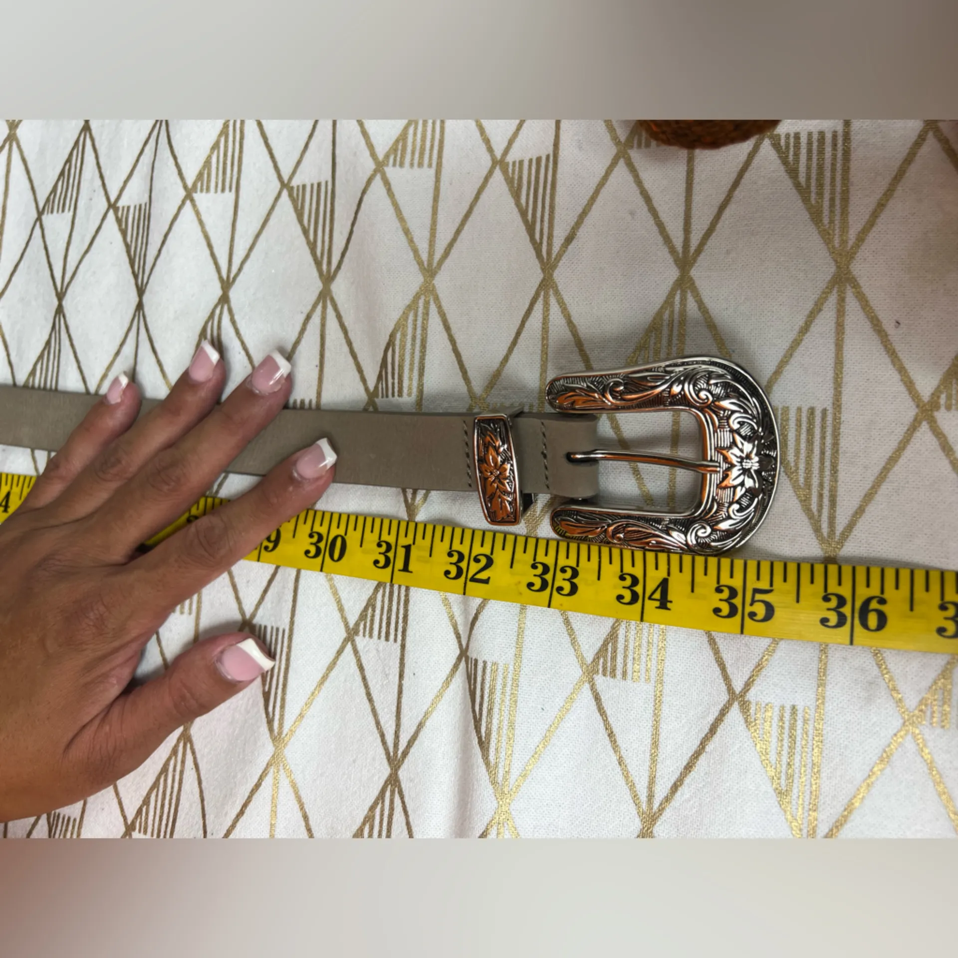 B-Low the Belt Bri Bri Double Buckle Genuine Leather Belt in Taupe Size L - Image 6