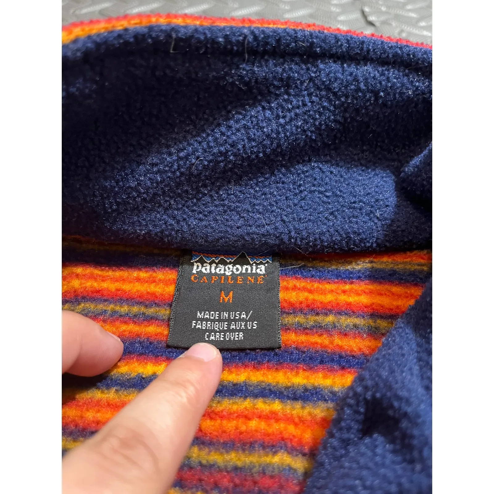 Vintage Patagonia Capilene‎ Quarter Zip Striped Fleece Made In USA Gorpcore Med - Image 3