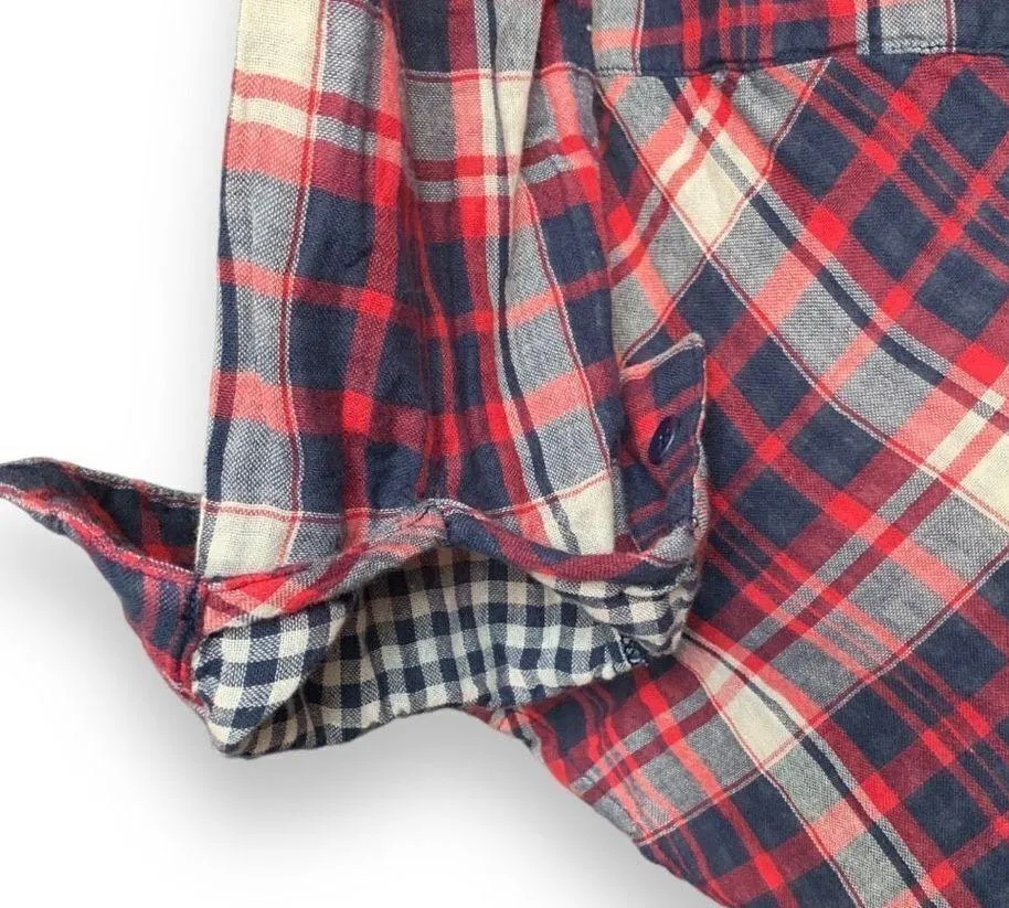 Splendid Top Hunter Plaid Button Up Fiesta Shade Long Sleeve Gingham Cuffs - Image 2