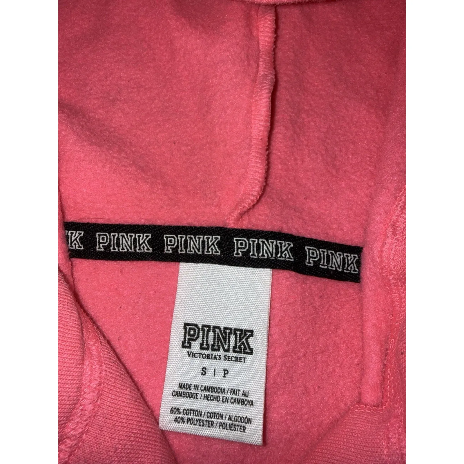 Victoria's Secret PINK Women's Sz S Small Full Zip Hoodie Hooded Sweatshirt Neon - Image 2