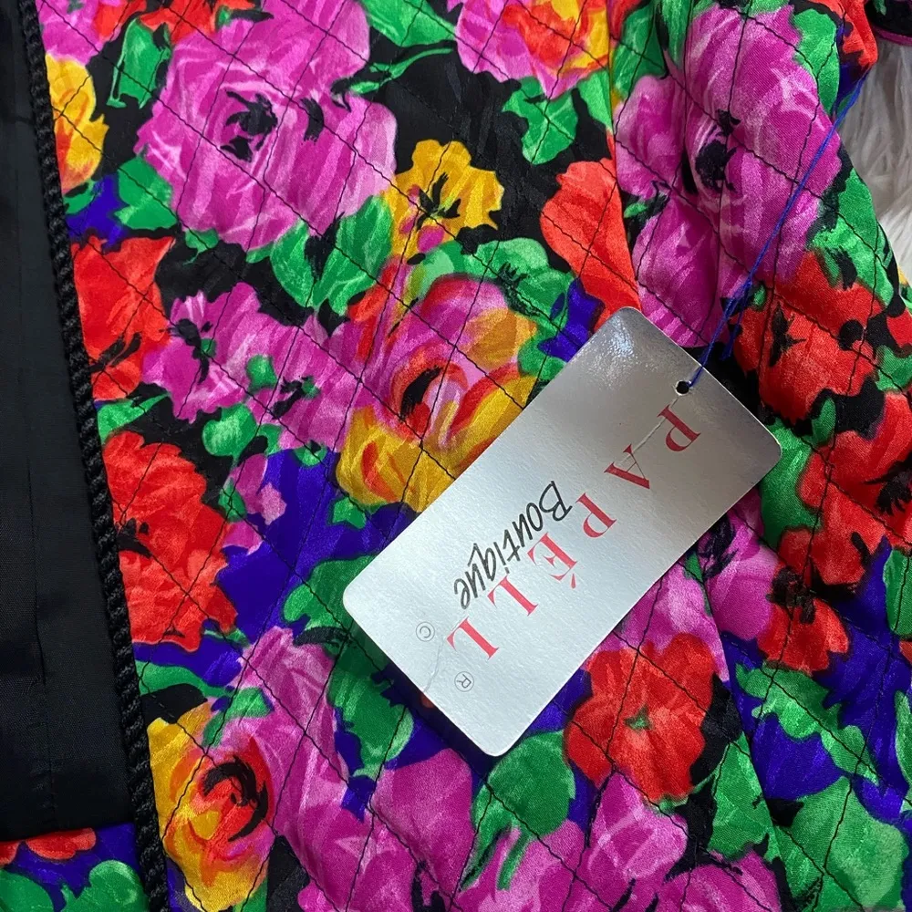 NWT Vintage papell boutique floral quilted jacket Pink Size 6 - Image 6