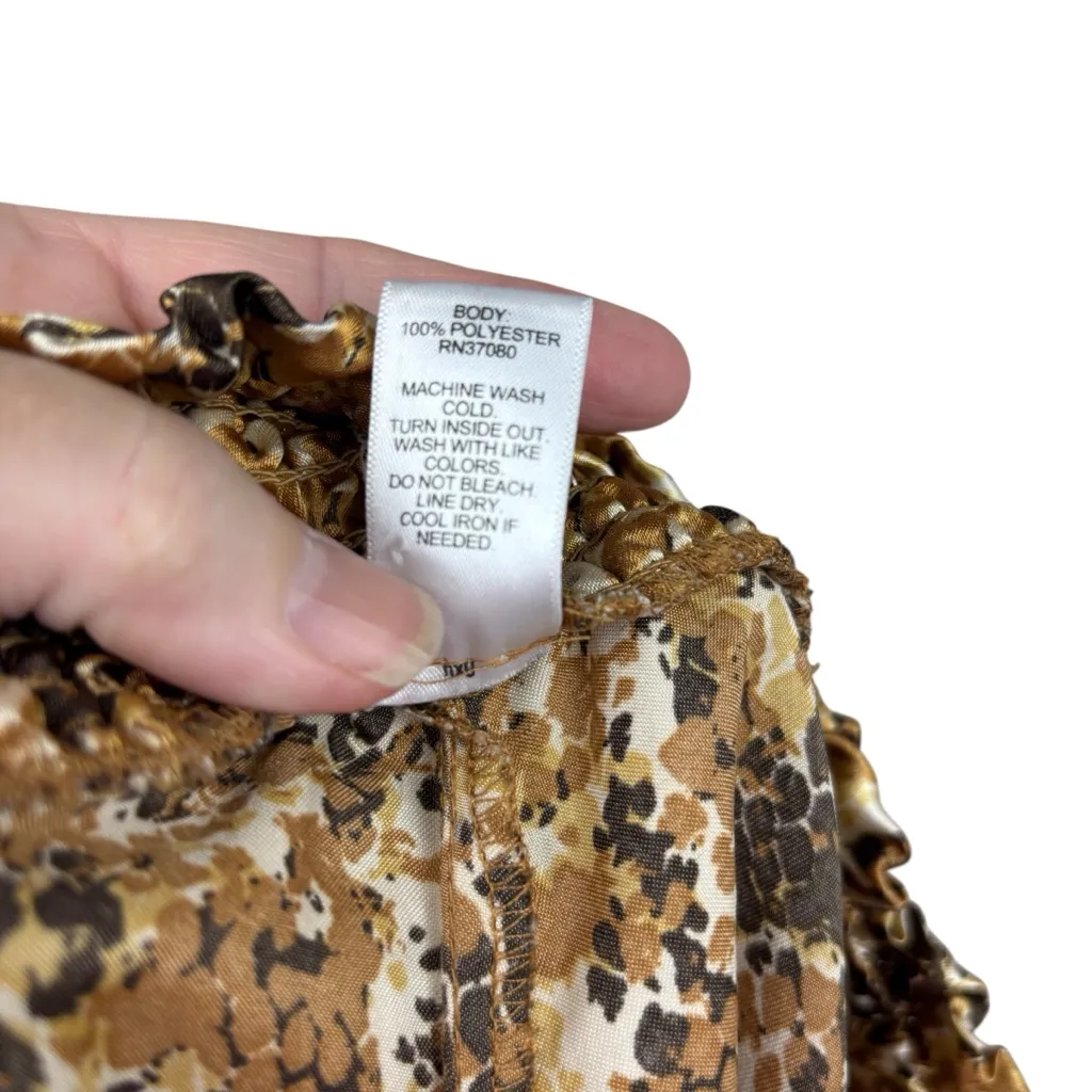 High waist shorts, size 1X, animal print, elastic waist, summer, beach, resort Gold - Image 7