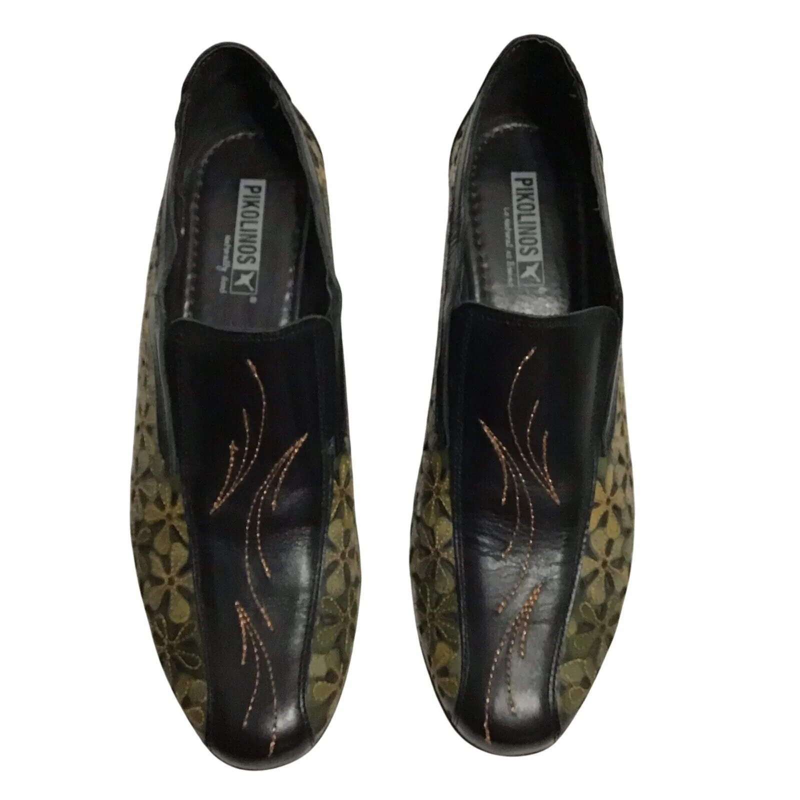 Pikolinos Women's Leather Slip On Shoes EU 37 US 6.5 Embroidered Comfort Black - Image 4