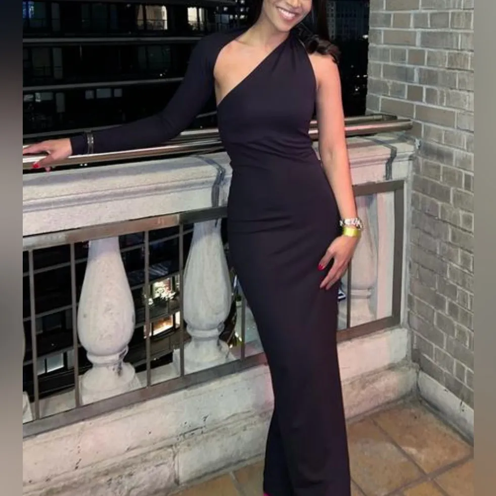 NWOT Marcella New York Manhattan One Shoulder Long Sleeve Black Gown Sz XXL - Image 8