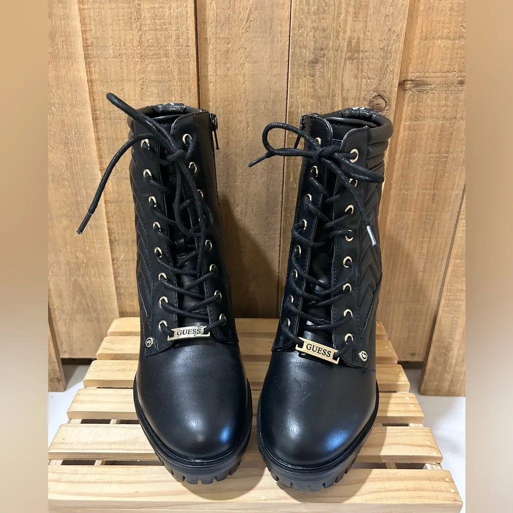 Guess LA Women’s Army Style Lace Up Zippered Ankle Boots Block 4” Heel Sz 7M - Image 2