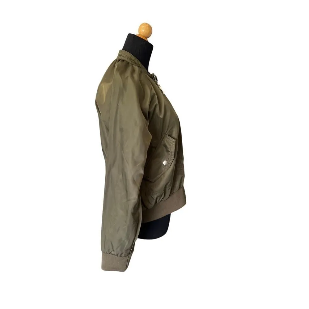 FREE PEOPLE BOMBER JACKET OLIVE GREEN SIZE SMALL - Image 5