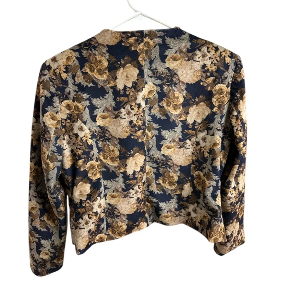Vintage Y2K Juelle Floral velvet jacket Blazer size L Blue Size L - Image 2