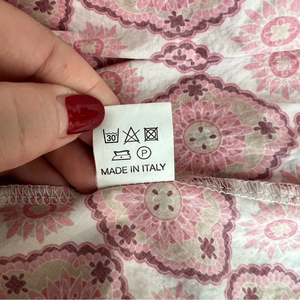 Valeria Ferlini Dublin kaftan dress,poplin,trelis floral print, split V neck Red Size M - Image 14