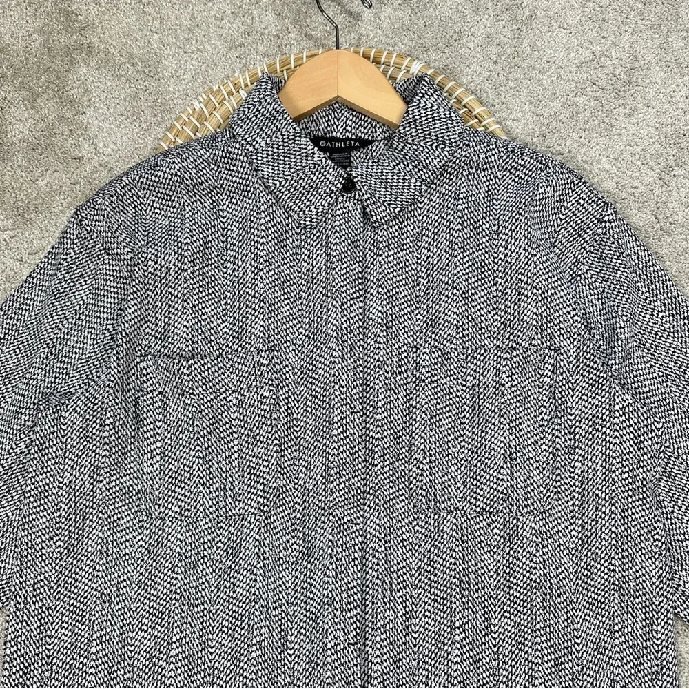 Athleta Textured Shirt Jacket Button Up Braiden Black White UPF 50+ Size M - Image 5