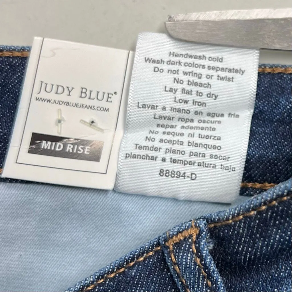 JUDY BLUE Junior Womens Skinny Fit Tummy Control Dark Wash Jeans Size 13/31 NEW - Image 4